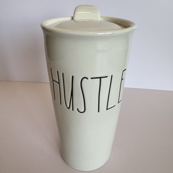 Rae Dunn Other - Rae Dunn HUSTLE Tall Travel Mug With Lid Ceramic Tumbler Farmhouse